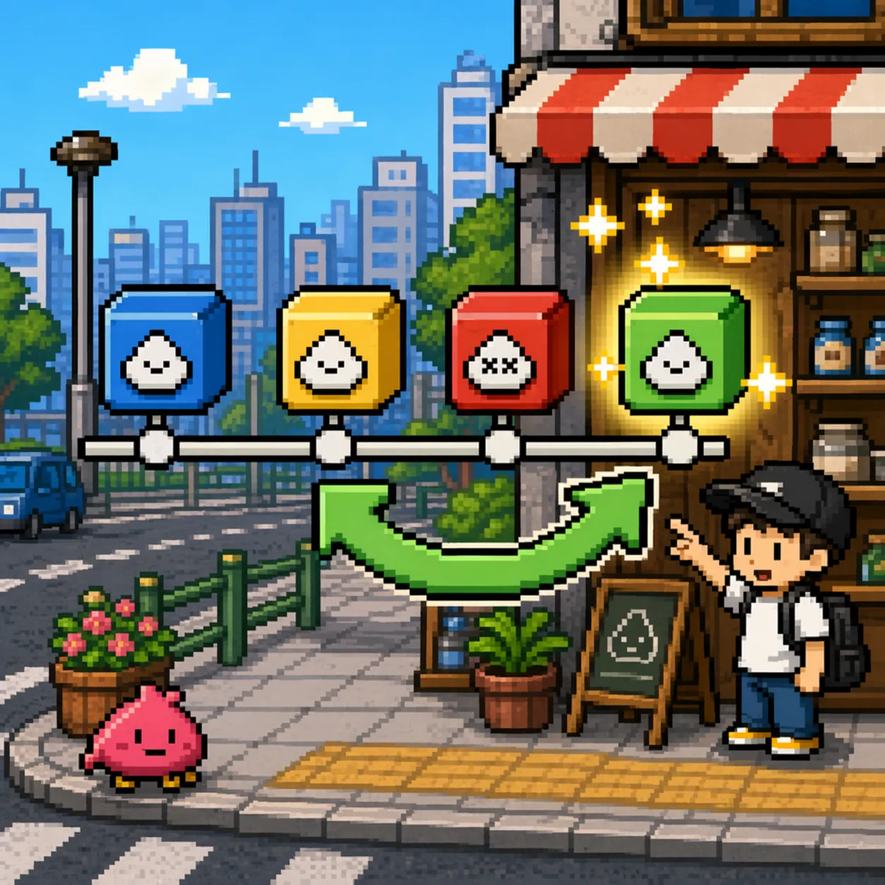 デプロイ履歴から安定版へ戻すロールバックのピクセルアート
